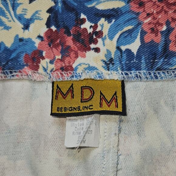 MDM Designs Skirt Womens 20W Blue Pink Floral Vintage USA Made Denim Maxi Skirt - Picture 5 of 11